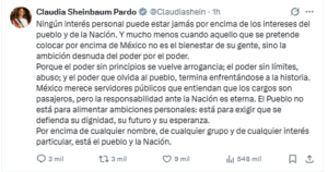 Sheinbaum responde al regreso de Rocha: cargos son pasajeros