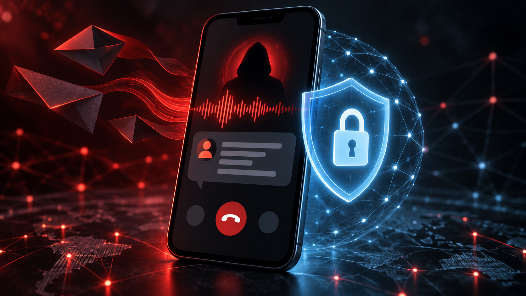 Ilustración de ciberseguridad frente a estafas con inteligencia artificial