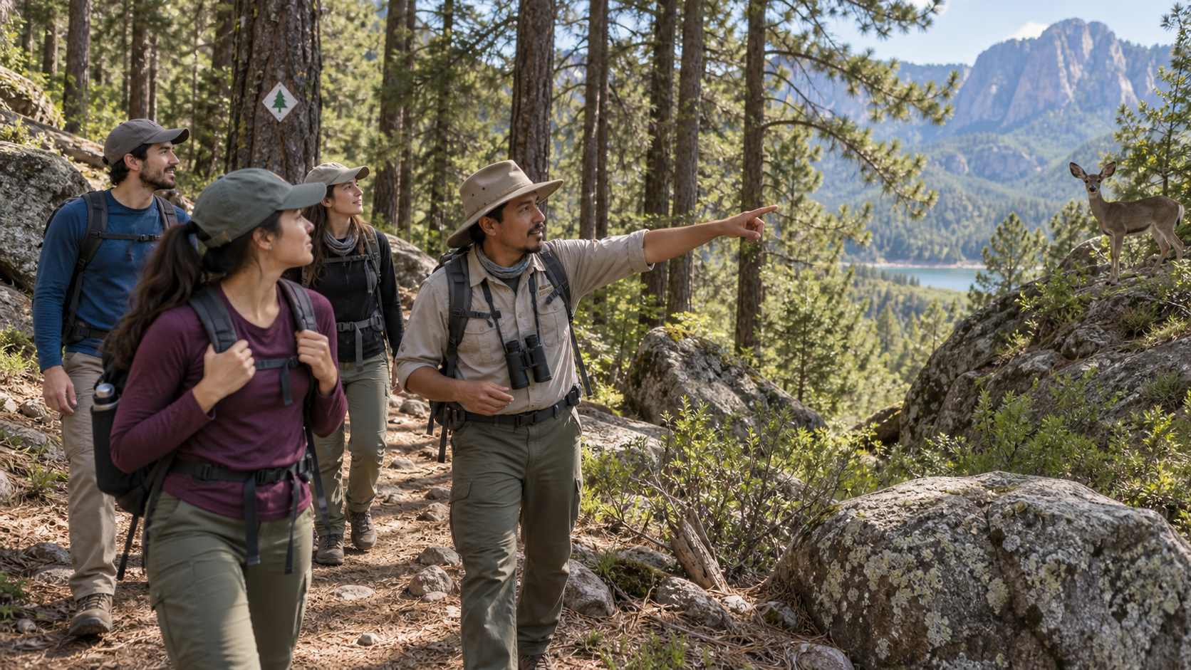 Senderistas recorren un bosque mexicano con guía y equipo básico